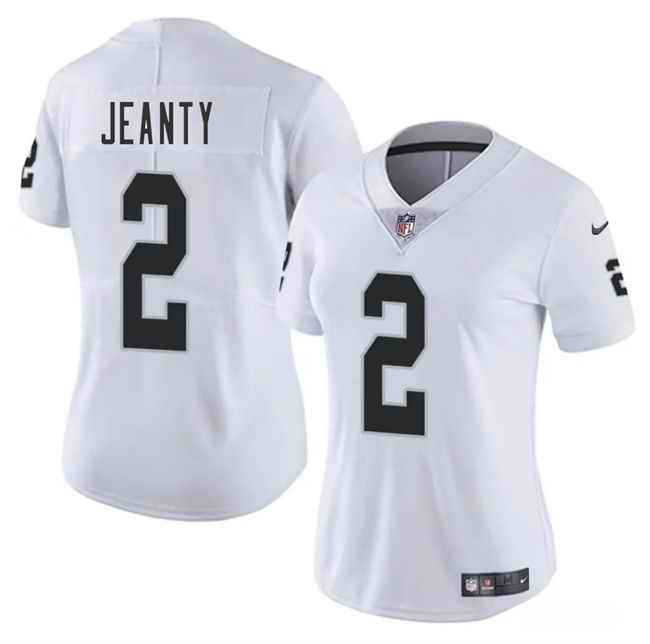 Women's Las Vegas Raiders #2 Ashton Jeanty White 2025 Vapor Stitched Jersey(Run Small)